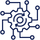 Icon of a tool with digital connections.