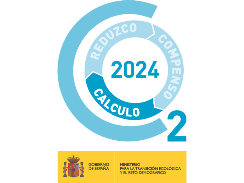 “Calculo, Reduzco, Compenso 2024” seal from the Government of Spain for commitment to carbon footprint reduction