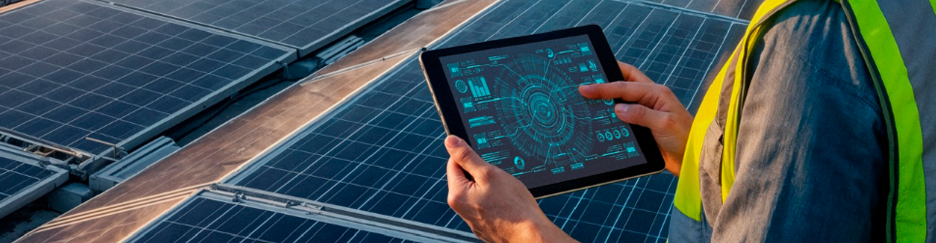 Professional monitoring a solar energy infrastructure using digital technology